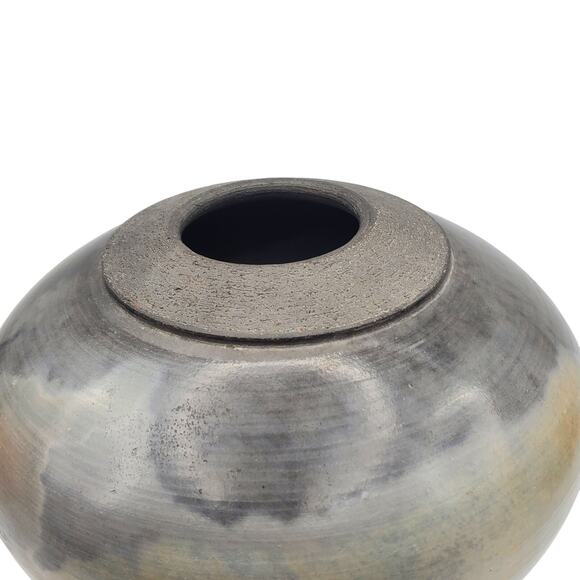 Studio Art Pottery Vase Earth Tone Squat Gourd Shape Pot 1989 Signed Bill Kimby - Picture 6 of 9